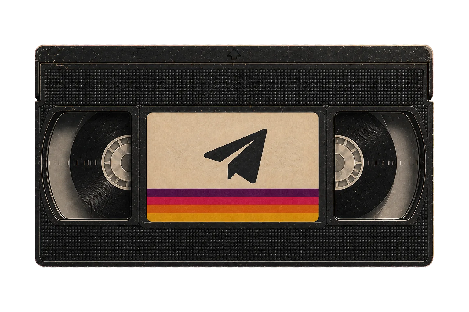Винтажная VHS-кассета со значком Telegram